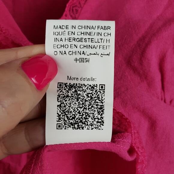 Shein‎ Curve Size 4XL Tie Front Babydoll Crop Top Hot Pink Lace Trim Festival - Picture 6 of 10